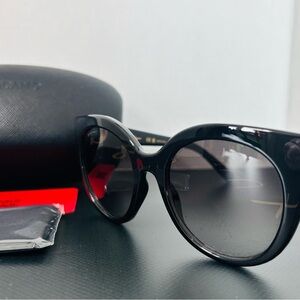 Authentic SALVATORE FERRAGAMO Black and Gold Sunglasses - New with Packaging